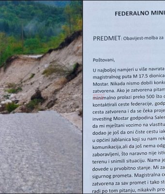 (FOTO)Upozorenje zabrinutih mještana: Stanovnici Doljana i Sovića apeliraju na Vladu zbog opasnosti na putu M17.5