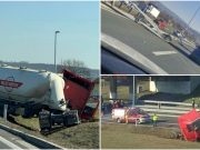 (VIDEO)Kamion probio ogradu i ‘pokosio’ automobil: Dvije osobe povrijeđene u saobraćajnoj nesreći