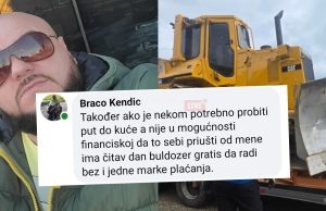 Braco Kendić nabavio buldožer te odmah ponudio: “Ako nekome treba probiti put do kuće a nema da plati gratis čitav dan..”