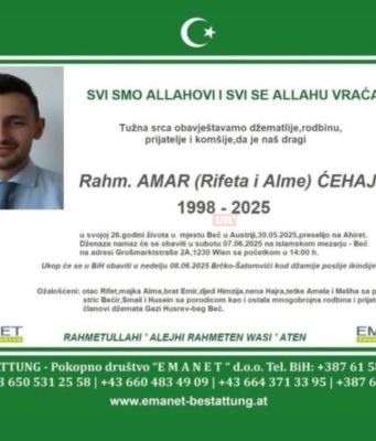 Tužne vijesti okovale bh. grad: Preminuo mladi Amar Čehajić (26), prijatelji se opraštaju od mladića