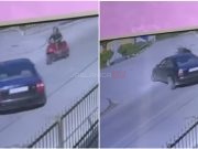 Jeziv sudar u bh. gradu: Motociklista udario u automobil i preletio preko njega! Sve snimila kamera!