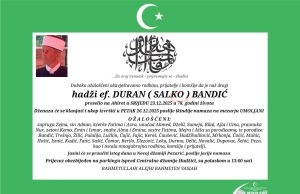 Preselio cijenjeni hadži ef. Duran Bandić, dugogodišnji imam džamije u Umoljanima: “Bio je primjer kako se vjera živi, a ne samo govori..”