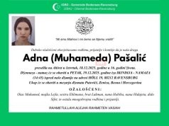 Pretužne vijesti: Na Ahiret je preselila još jedna džennetska ptičica – mlada Adna Pašalić, preminula u 16. godini života