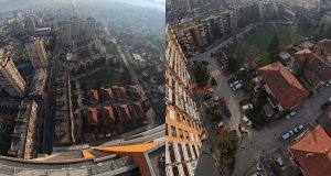 Opasan skok u srcu grada: Maskirani padobranac prekršio pravila i skočio sa Bosmala i Avazovog tornja!(VIDEO)