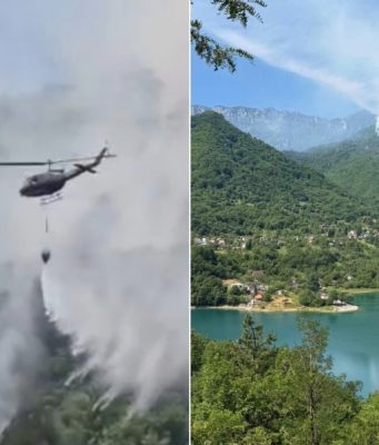 Teška borba s vatrom iznad Jablanice: Požar na Pisviru gase vatrogasci, angažovan i helikopter Oružanih snaga BiH(FOTO)