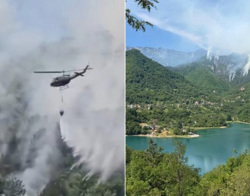 Teška borba s vatrom iznad Jablanice: Požar na Pisviru gase vatrogasci, angažovan i helikopter Oružanih snaga BiH(FOTO)