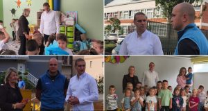 Prvi školski dan u Jablanici: Načelnik Muratović poželio prvačićima sretan početak školovanja i obišao radove na izgradnji novog obdaništa(FOTO)