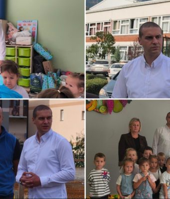 Prvi školski dan u Jablanici: Načelnik Muratović poželio prvačićima sretan početak školovanja i obišao radove na izgradnji novog obdaništa(FOTO)