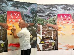 Da se Donja Jablanica ne zaboravi: Profesor Vedat Mujak s učenicima u Srednjoj školi Jablanica naslikao veliki mural posvećen žrtvama poplava(FOTO)