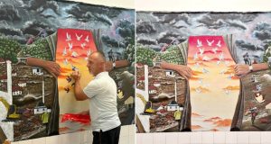 Da se Donja Jablanica ne zaboravi: Profesor Vedat Mujak s učenicima u Srednjoj školi Jablanica naslikao veliki mural posvećen žrtvama poplava(FOTO)